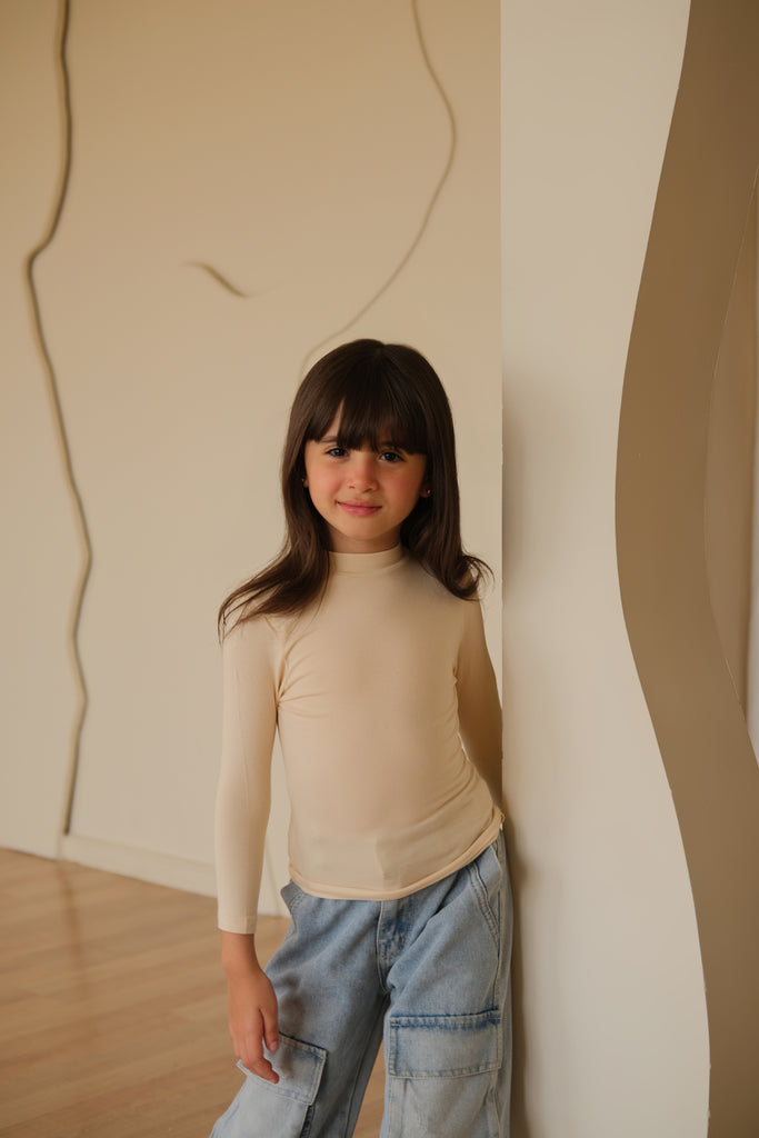 Girls cotton long sleeve high neck Top