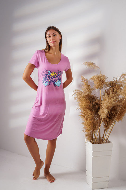 Women viscose printed lounge dress